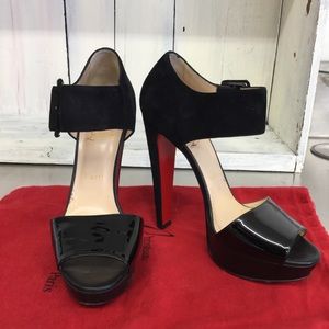 Louboutin  black patent and suede heels Sz 39